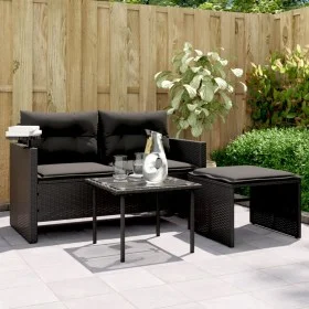Set de sofás de jardín con cojines 3 pzas ratán sintético negro by , Outdoor sofas - Ref: Foro24-365458, Price: 214,64 €, Dis...