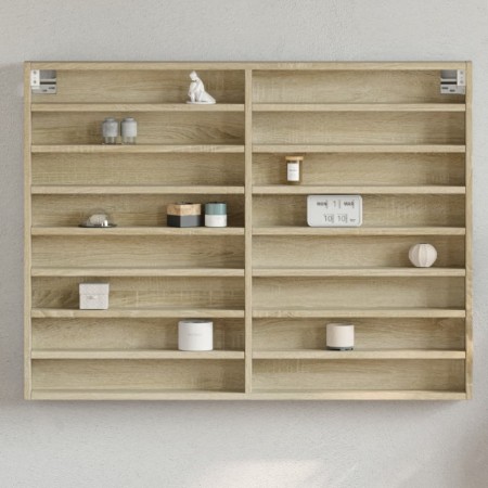 Vitrina de madera de ingeniería roble Sonoma 100x8,5x75 cm by , Shelves and shelves - Ref: Foro24-847935, Price: 61,49 €, Dis...
