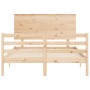 Double bed frame with solid wood headboard by vidaXL, Beds and slatted bases - Ref: Foro24-3195191, Price: 127,88 €, Discount: %