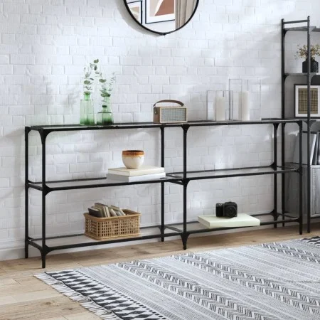 Mesa consola superficie vidrio transparente acero 194,5x30x81cm by , console tables - Ref: Foro24-846034, Price: 94,60 €, Dis...