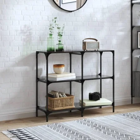 Mesa consola con superficie de vidrio negro acero 98x30x81 cm by , console tables - Ref: Foro24-846029, Price: 73,18 €, Disco...
