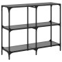 Mesa consola con superficie de vidrio negro acero 98x30x81 cm de , Mesas consola - Ref: Foro24-846029, Precio: 74,06 €, Descu...