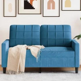 Zweisitzer-Sofa aus blauem Samt, 120 cm. von , Sofas - Ref: Foro24-4007623, Preis: 229,80 €, Rabatt: %