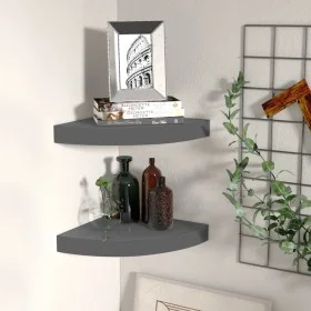 Floating wall shelf 2 units glossy gray MDF 25x25x3.8 cm by vidaXL, Shelves and shelves - Ref: Foro24-323893, Price: 23,44 €,...