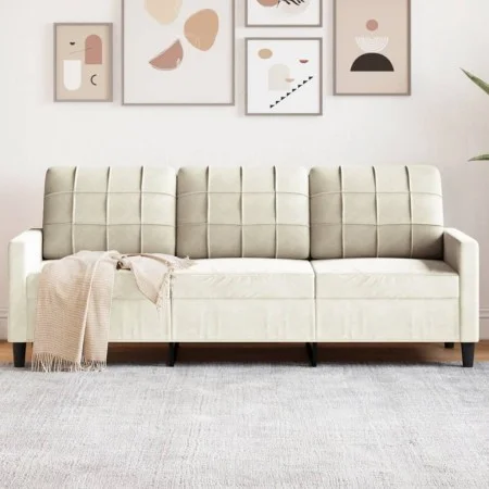 Sofá de 3 plazas terciopelo color crema 180 cm by , Sofas - Ref: Foro24-4007642, Price: 306,98 €, Discount: %