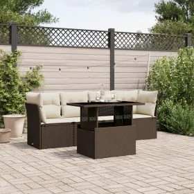 Set comedor de jardín 5 piezas y cojines ratán sintético marrón by , Garden sets - Ref: Foro24-3266353, Price: 370,95 €, Disc...