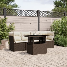 Set comedor de jardín 5 piezas y cojines ratán sintético marrón by , Garden sets - Ref: Foro24-3266353, Price: 347,28 €, Disc...