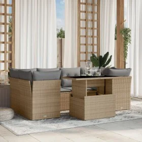 Set sofás de jardín 7 piezas y cojines ratán sintético beige by , Garden sets - Ref: Foro24-3266379, Price: 465,20 €, Discoun...