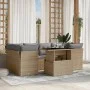 Set sofás de jardín 7 piezas y cojines ratán sintético beige by , Garden sets - Ref: Foro24-3266379, Price: 465,20 €, Discoun...