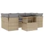 Set sofás de jardín 7 piezas y cojines ratán sintético beige by , Garden sets - Ref: Foro24-3266379, Price: 465,20 €, Discoun...