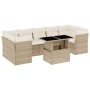 Gartensofa-Set und Kissen, 8-teilig, aus synthetischem Rattan in Beige. von , Gartensets - Ref: Foro24-3266398, Preis: 578,30...