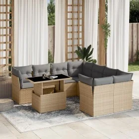 Set de sofás de jardín 9 pzas con cojines ratán sintético beige by , Garden sets - Ref: Foro24-3266429, Price: 580,65 €, Disc...