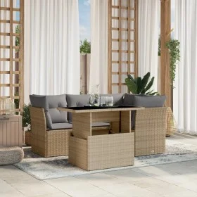 Juego de sofás jardín con cojines 5 pzas ratán sintético beige by , Garden sets - Ref: Foro24-3266559, Price: 363,79 €, Disco...