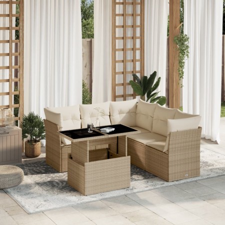 Juego de sofás jardín con cojines 6 pzas ratán sintético beige by , Garden sets - Ref: Foro24-3266578, Price: 447,36 €, Disco...
