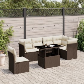 7-teiliges Gartensitzgruppen-Set mit braunen PE-Rattan-Kissen. von , Gartensets - Ref: Foro24-3266623, Preis: 501,79 €, Rabat...
