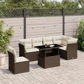 Juego de sofás de jardín 7 piezas con cojines ratán PE marrón by , Garden sets - Ref: Foro24-3266623, Price: 512,04 €, Discou...