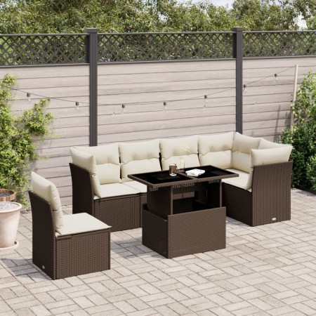 7-teiliges Gartensitzgruppen-Set mit braunen PE-Rattan-Kissen. von , Gartensets - Ref: Foro24-3266623, Preis: 501,79 €, Rabat...