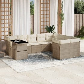 Juego de sofás jardín con cojines beige 10 pzas ratán sintético by , Garden sets - Ref: Foro24-3266848, Price: 693,86 €, Disc...