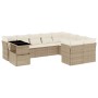 Gartensofa-Set mit 10-teiligen beigen Kissen aus synthetischem Rattan. von , Gartensets - Ref: Foro24-3266848, Preis: 693,86 ...