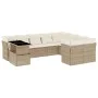Juego de sofás jardín con cojines beige 10 pzas ratán sintético de , Conjuntos de jardín - Ref: Foro24-3266848, Precio: 707,0...