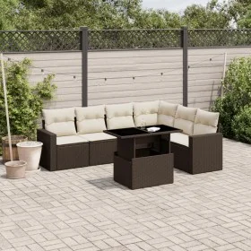 Juego de sofás de jardín 7 piezas con cojines ratán PE marrón by , Garden sets - Ref: Foro24-3267303, Price: 514,98 €, Discou...