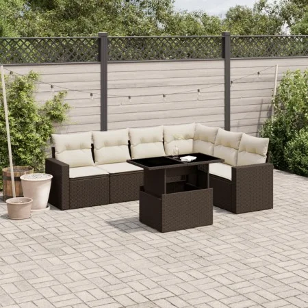 Juego de sofás de jardín 7 piezas con cojines ratán PE marrón by , Garden sets - Ref: Foro24-3267303, Price: 514,99 €, Discou...