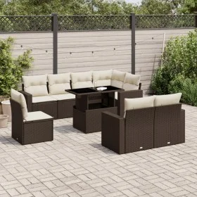 Set de sofás de jardín 9 pzas y cojines ratán sintético marrón by , Garden sets - Ref: Foro24-3267413, Price: 666,89 €, Disco...