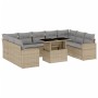 Gartensofa-Set mit 10-teiligen beigen Kissen aus synthetischem Rattan. von , Gartensets - Ref: Foro24-3267479, Preis: 629,81 ...