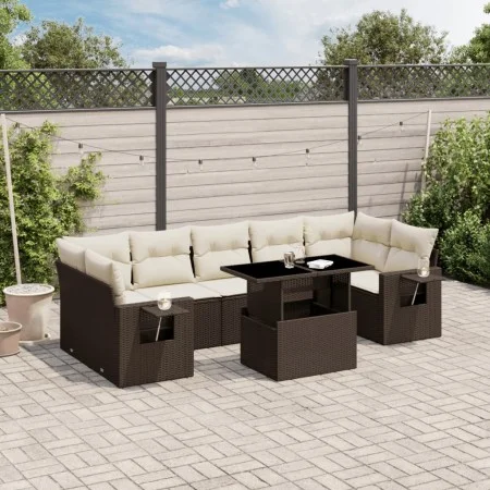 Set sofás de jardín 8 piezas y cojines ratán sintético marrón by , Garden sets - Ref: Foro24-3267783, Price: 602,59 €, Discou...