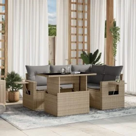 Juego de sofás jardín con cojines 5 pzas ratán sintético beige by , Garden sets - Ref: Foro24-3267879, Price: 380,15 €, Disco...