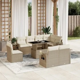 Set de sofás de jardín 9 pzas con cojines ratán sintético beige by , Garden sets - Ref: Foro24-3268038, Price: 702,39 €, Disc...