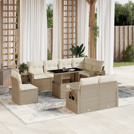 Set de sofás de jardín 9 pzas con cojines ratán sintético beige by , Garden sets - Ref: Foro24-3268038, Price: 662,79 €, Disc...