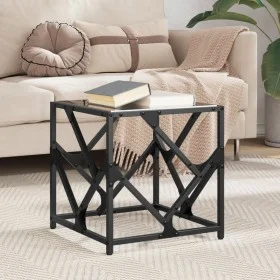 Mesa de centro de acero superficie de vidrio negra 40x40x41 cm by , Coffee table - Ref: Foro24-845991, Price: 43,05 €, Discou...