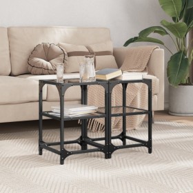 Zwei Couchtische aus Stahl mit schwarzer Glasplatte, 30x30x45 cm. von , Couchtisch - Ref: Foro24-846001, Preis: 48,52 €, Raba...