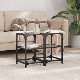 Zwei Couchtische aus Stahl mit schwarzer Glasplatte, 30x30x45 cm. von , Couchtisch - Ref: Foro24-846001, Preis: 47,92 €, Raba...