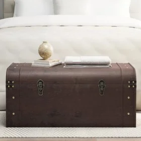Cofre con pestillos contrachapada marrón 90x50x39,5 cm by , Storage trunks - Ref: Foro24-4010549, Price: 125,11 €, Discount: %