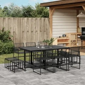 Garten-Essgruppe 11-teilig aus schwarzem synthetischem Rattan von , Gartensets - Ref: Foro24-3295044, Preis: 493,38 €, Rabatt: %