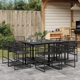 Juego de comedor de jardín 9 piezas ratán sintético negro by , Garden sets - Ref: Foro24-3295038, Price: 448,12 €, Discount: %