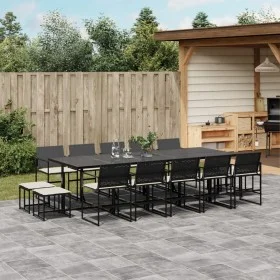 Set comedor de jardín con cojines 15 pzas ratán sintético negro by , Garden sets - Ref: Foro24-3295071, Price: 794,55 €, Disc...