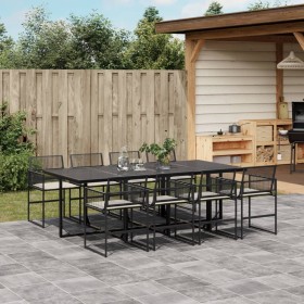 Set de comedor de jardín 9 pzas y cojines ratán sintético negro by , Garden sets - Ref: Foro24-3295010, Price: 575,43 €, Disc...
