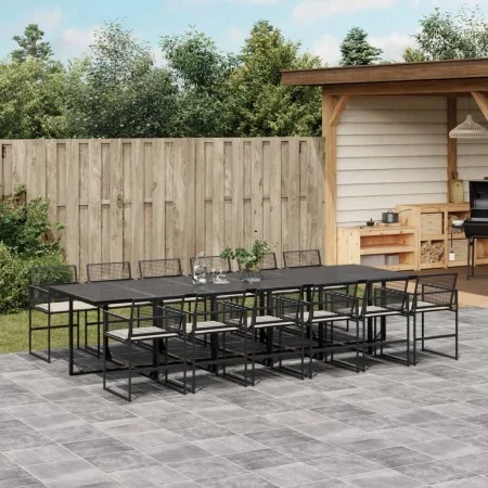 Set comedor de jardín con cojines 13 pzas ratán sintético negro by , Garden sets - Ref: Foro24-3295012, Price: 880,53 €, Disc...