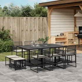 Set de comedor jardín 11 pzas con cojines ratán sintético negro von , Gartensets - Ref: Foro24-3295019, Preis: 511,60 €, Raba...