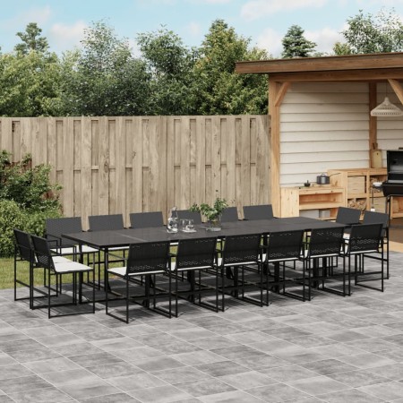 Set de muebles jardín 17 pzas con cojines ratán sintético negro by , Garden sets - Ref: Foro24-3295067, Price: 997,06 €, Disc...