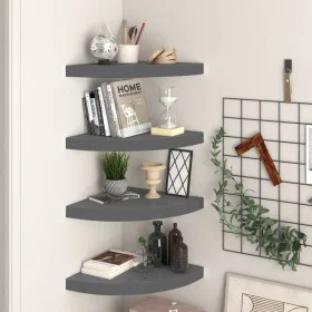 Corner floating shelves 4 pcs glossy gray MDF 35x35x3.8 cm by vidaXL, Shelves and shelves - Ref: Foro24-323915, Price: 57,28 ...