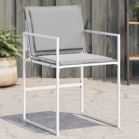 Sillas de jardín con cojines 4 uds acero y textilene blanco by , Garden chairs - Ref: Foro24-4008587, Price: 160,54 €, Discou...