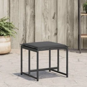 Taburetes de jardín con cojines 4 uds acero y textilene negro by , Outdoor ottomans - Ref: Foro24-4008585, Price: 96,09 €, Di...