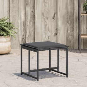 Taburetes de jardín con cojines 4 uds acero y textilene negro by , Outdoor ottomans - Ref: Foro24-4008585, Price: 97,49 €, Di...