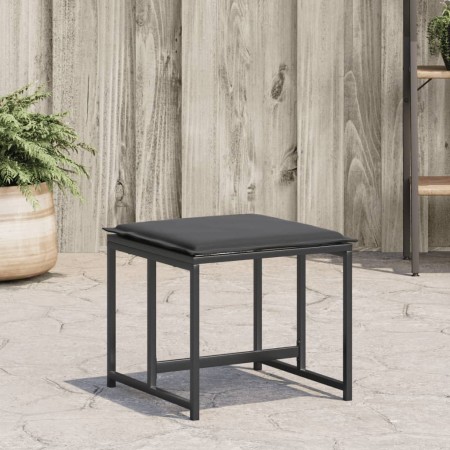 Taburetes de jardín con cojines 4 uds acero y textilene negro by , Outdoor ottomans - Ref: Foro24-4008585, Price: 97,49 €, Di...