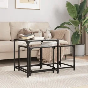 Stapelbare Couchtische mit Glasplatte, 2 Stück, schwarzer Stahl von , Couchtisch - Ref: Foro24-845985, Preis: 61,67 €, Rabatt: %