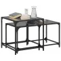 Stapelbare Couchtische mit Glasplatte, 2 Stück, schwarzer Stahl von , Couchtisch - Ref: Foro24-845985, Preis: 61,67 €, Rabatt: %